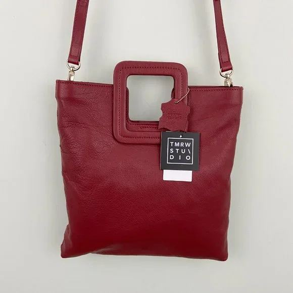 🌺SOLD🌺 TMRW Studio x Anthro | Mahogany Foldover Leather Clutch Crossbody Bag - Picture 6 of 9